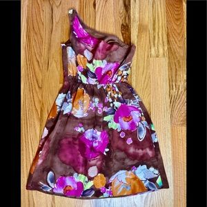 Matty M Floral Silk One-Shoulder Dress